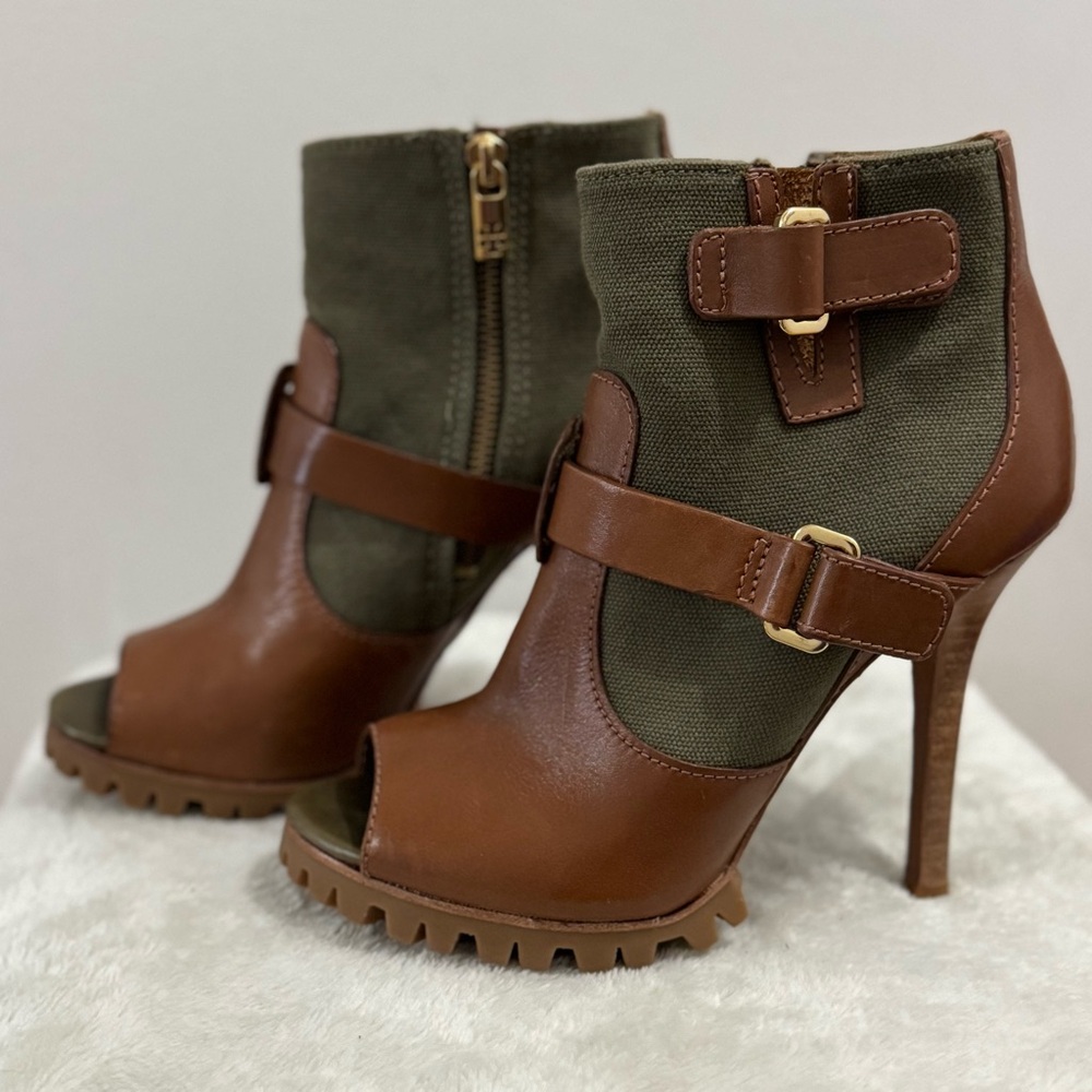 Brown and Green Women's Ankle Boots